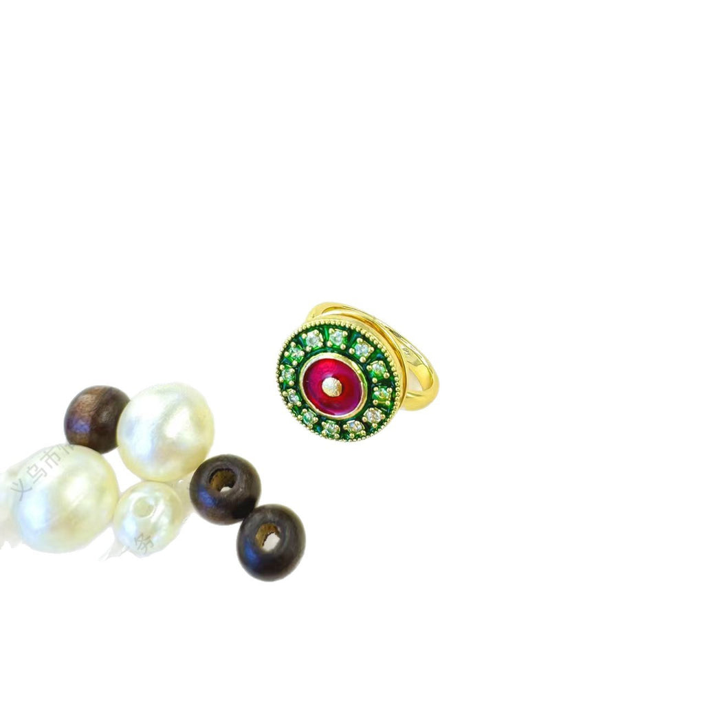 Full Diamond All-match Pendant Real Gold Electroplated Enamel Fashion Ring