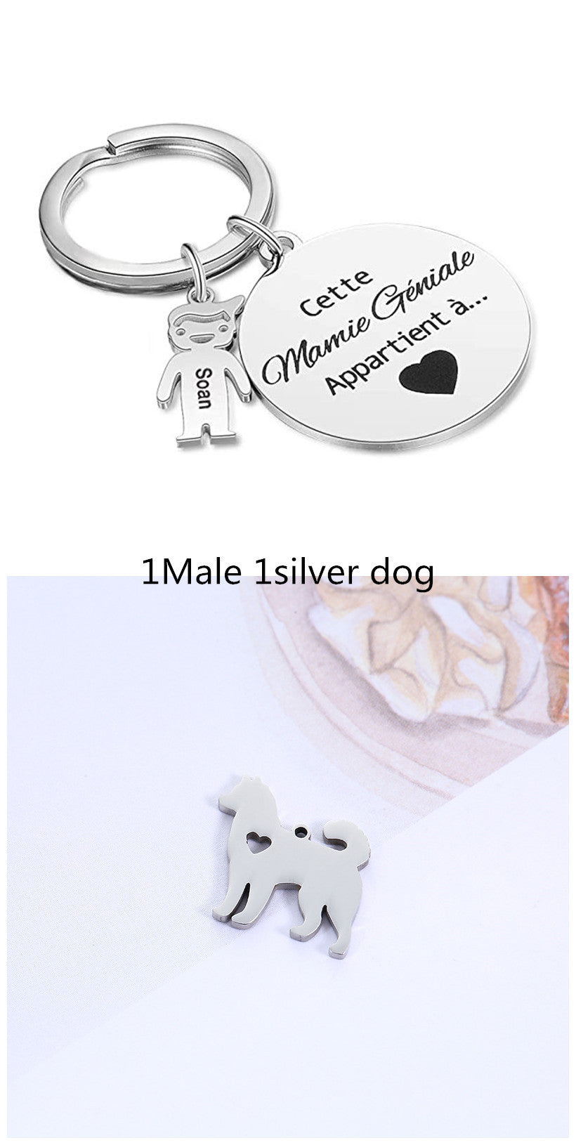 Custom Key Ring Key Accessories Pet Dog Stainless Steel Puppy Hollow Peach Heart Pendant