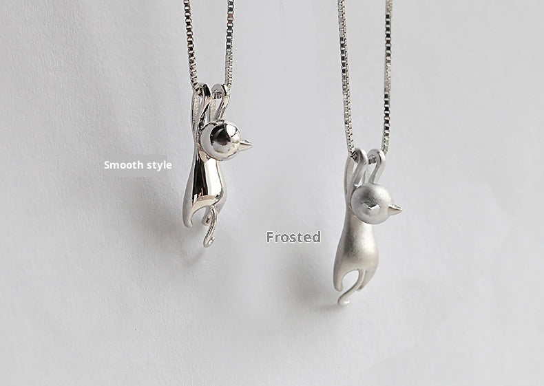 S925 Sterling Silver Necklace Cute Cat Sterling Silver Necklace