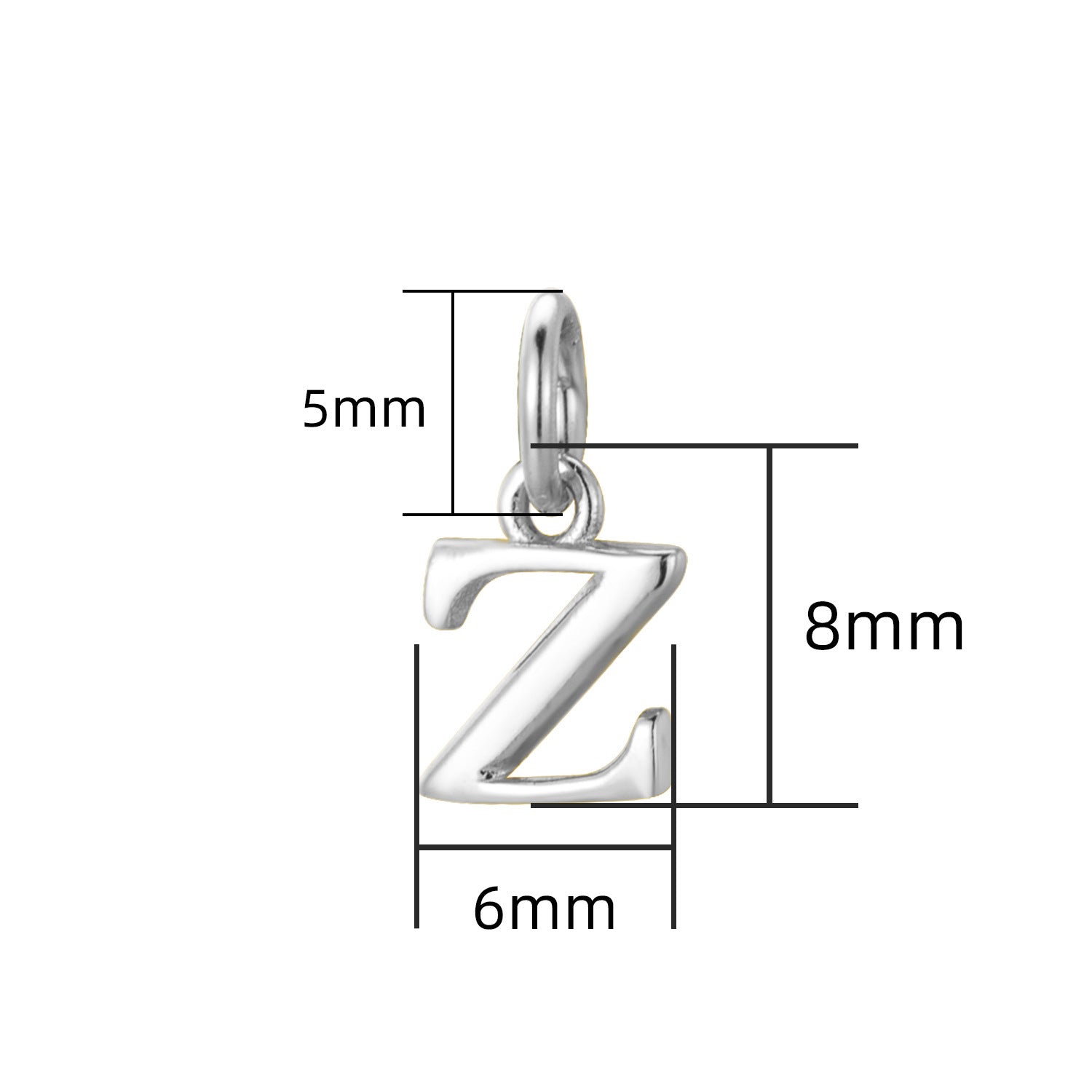 S925 Sterling Silver Minimalist Niche 26 Letter Smooth Pendant