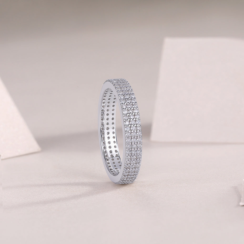 Light Up The Time - A Wedding Ring Set With Top-quality Moissanite S925 Silver And Platinum-plated Diamond Can Be Tested With A Diamond Pen