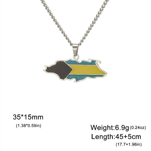 Countries Map Drop Oil Necklace Pendant