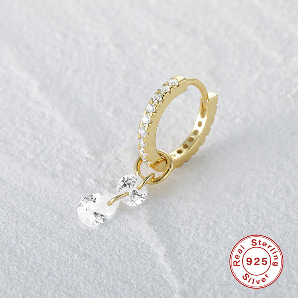 S925 Sterling Silver Diamond Ear Ring Plus Pendant