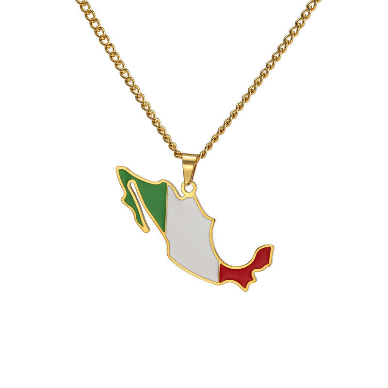 Countries Map Drop Oil Necklace Pendant