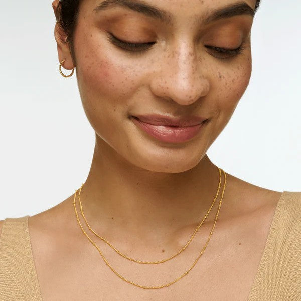 Double-layer Clip Beads Stainless Steel Plated 18K Gold Necklace