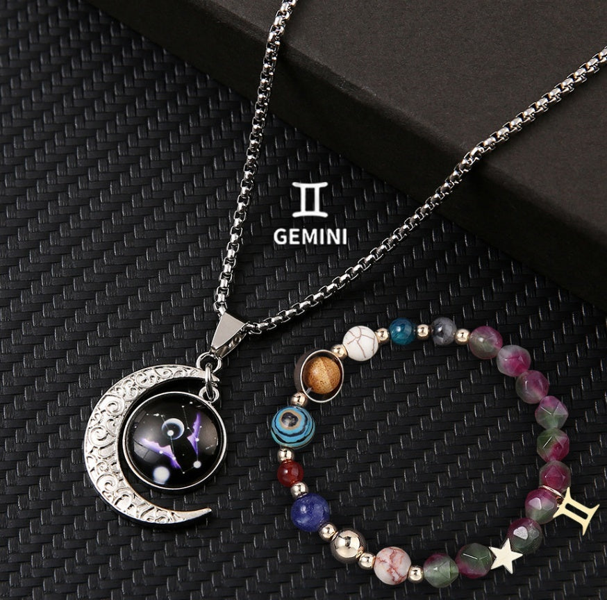 Natural Stone Necklace Set For The 12 Zodiac Signs