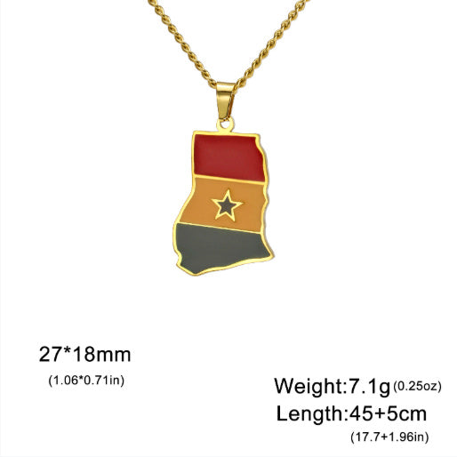 Countries Map Drop Oil Necklace Pendant