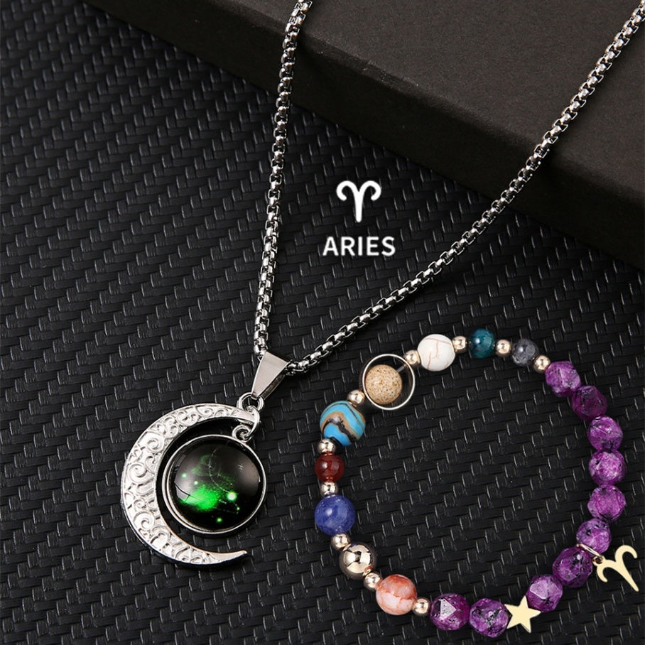 Natural Stone Necklace Set For The 12 Zodiac Signs