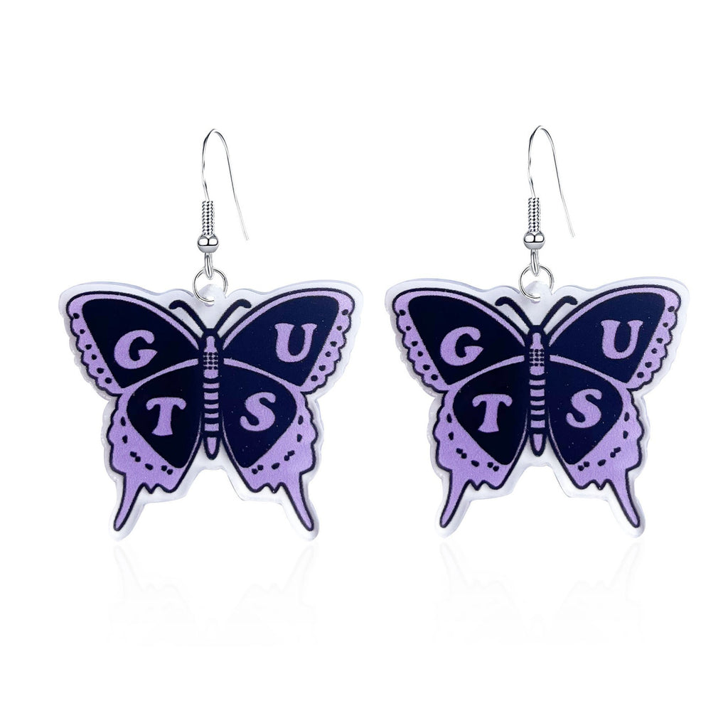 Acrylic Sweet Cool Style Purple Butterfly Necklace Earrings