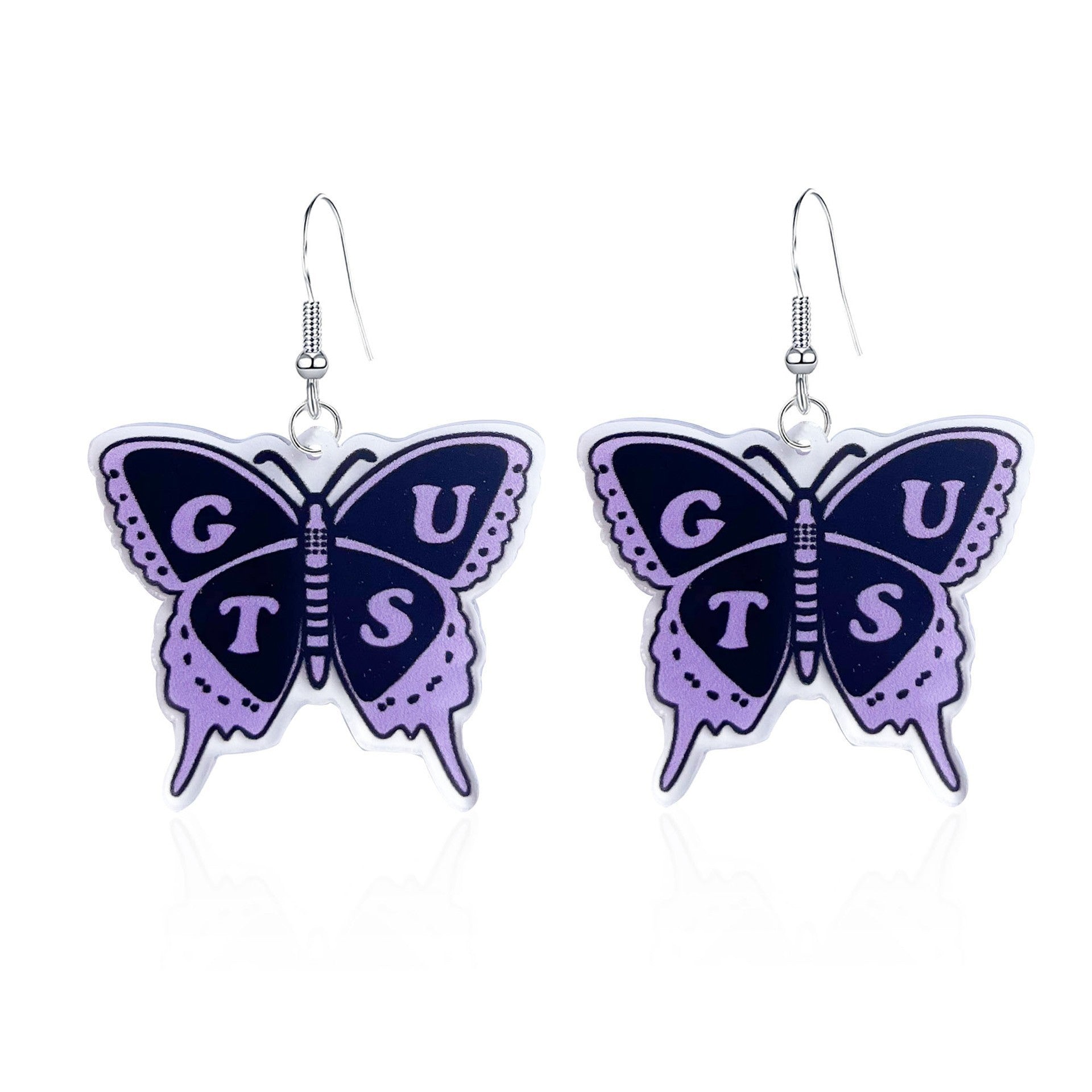Acrylic Sweet Cool Style Purple Butterfly Necklace Earrings