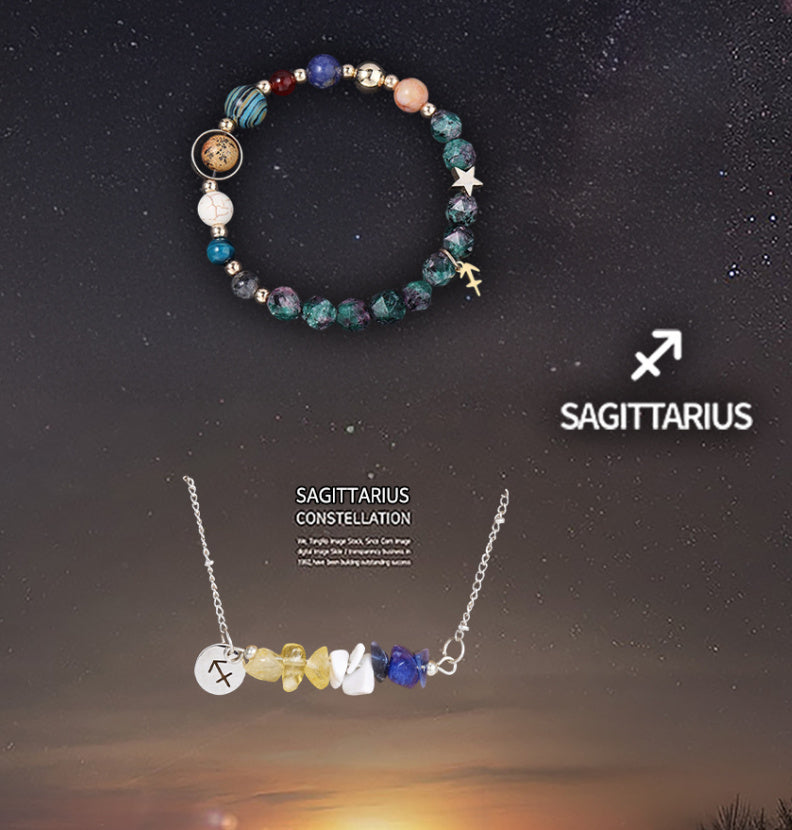 Natural Stone Necklace Set For The 12 Zodiac Signs