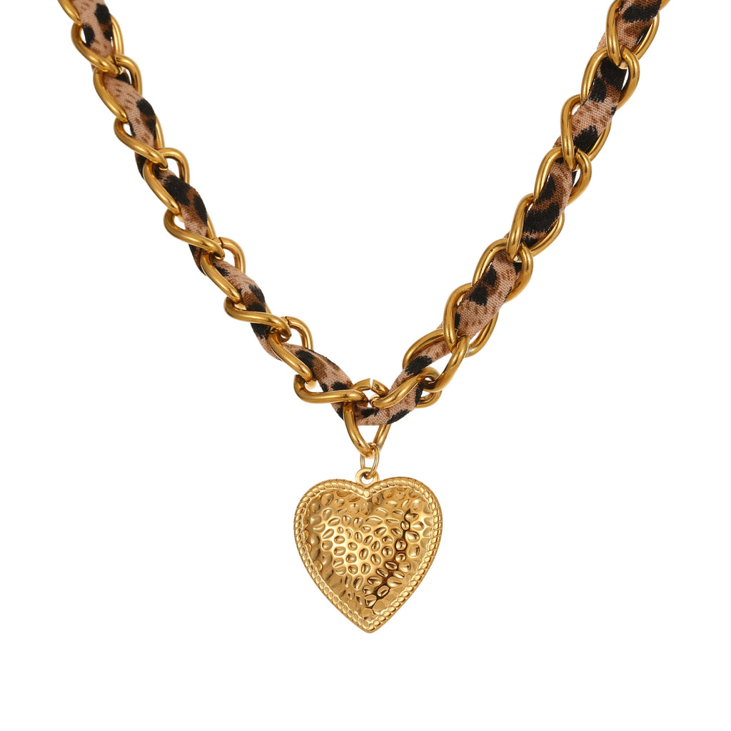 Leopard Love Pendant Stainless Steel Necklace