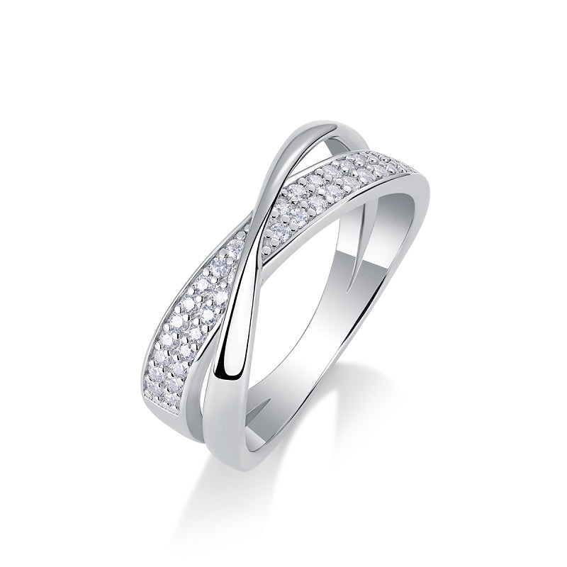Dexterous Encircle - Set With Top-quality Moissanite S925 Silver And Platinum-plated Diamond Wedding Ring. The Ring Can Be Inspected With A Diamond Pen