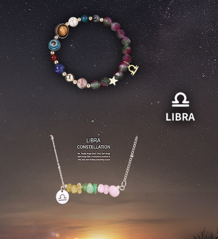 Natural Stone Necklace Set For The 12 Zodiac Signs