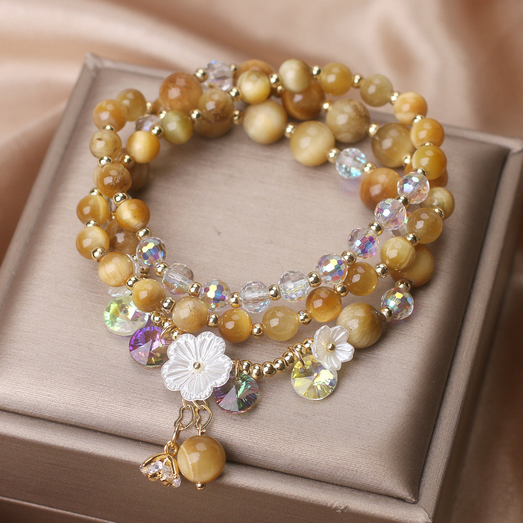 New Chinese Style Gold Tiger Eye Multi-ring Winding Bracelet Female Light Luxury