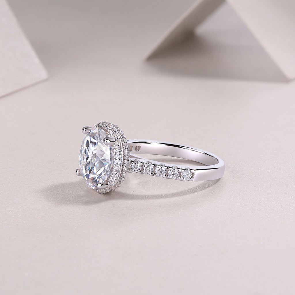 Starry Sky - A Wedding Ring Set With Top-quality 5-carat Moissanite S925 Silver And Platinum-plated Diamond. The Ring Can Be Inspected With A Diamond Pen