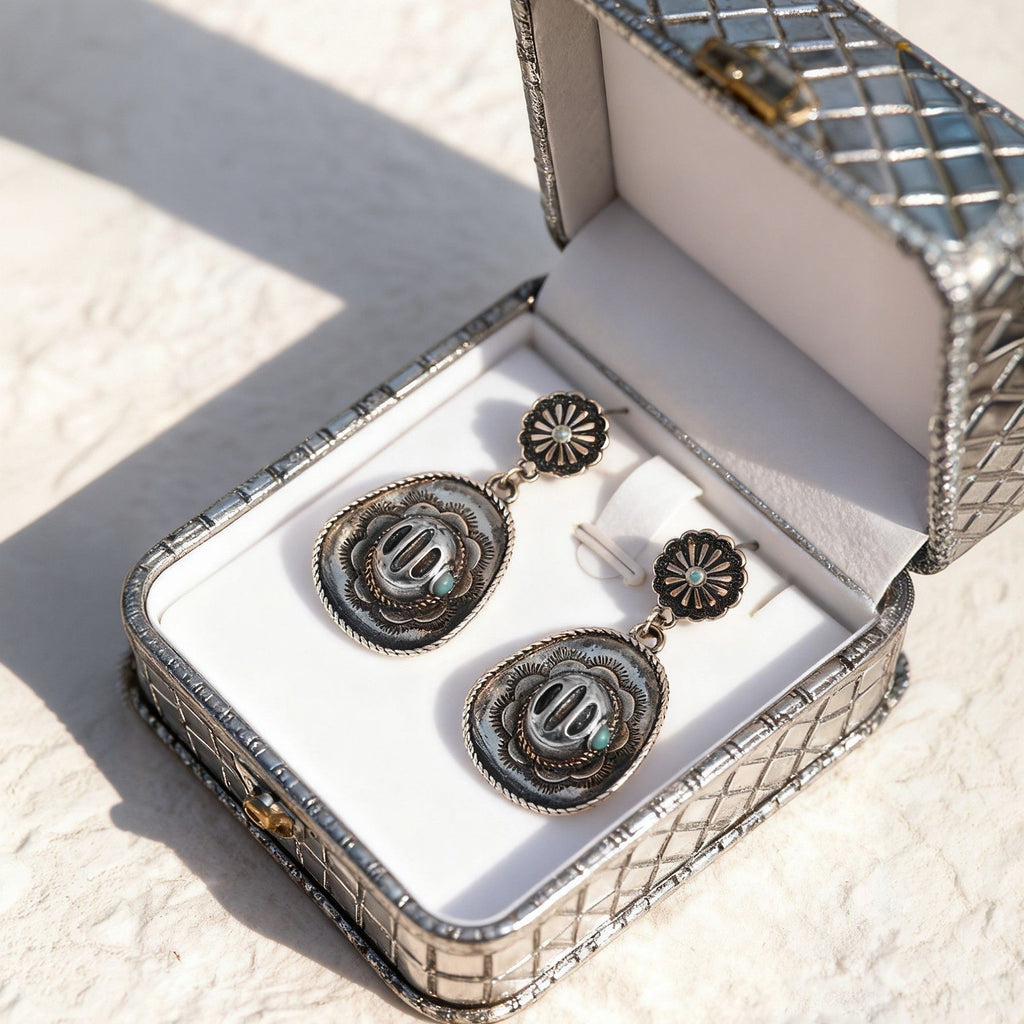 Western Cowboy Style Retro Old Cowboy Hat Pendant Earrings