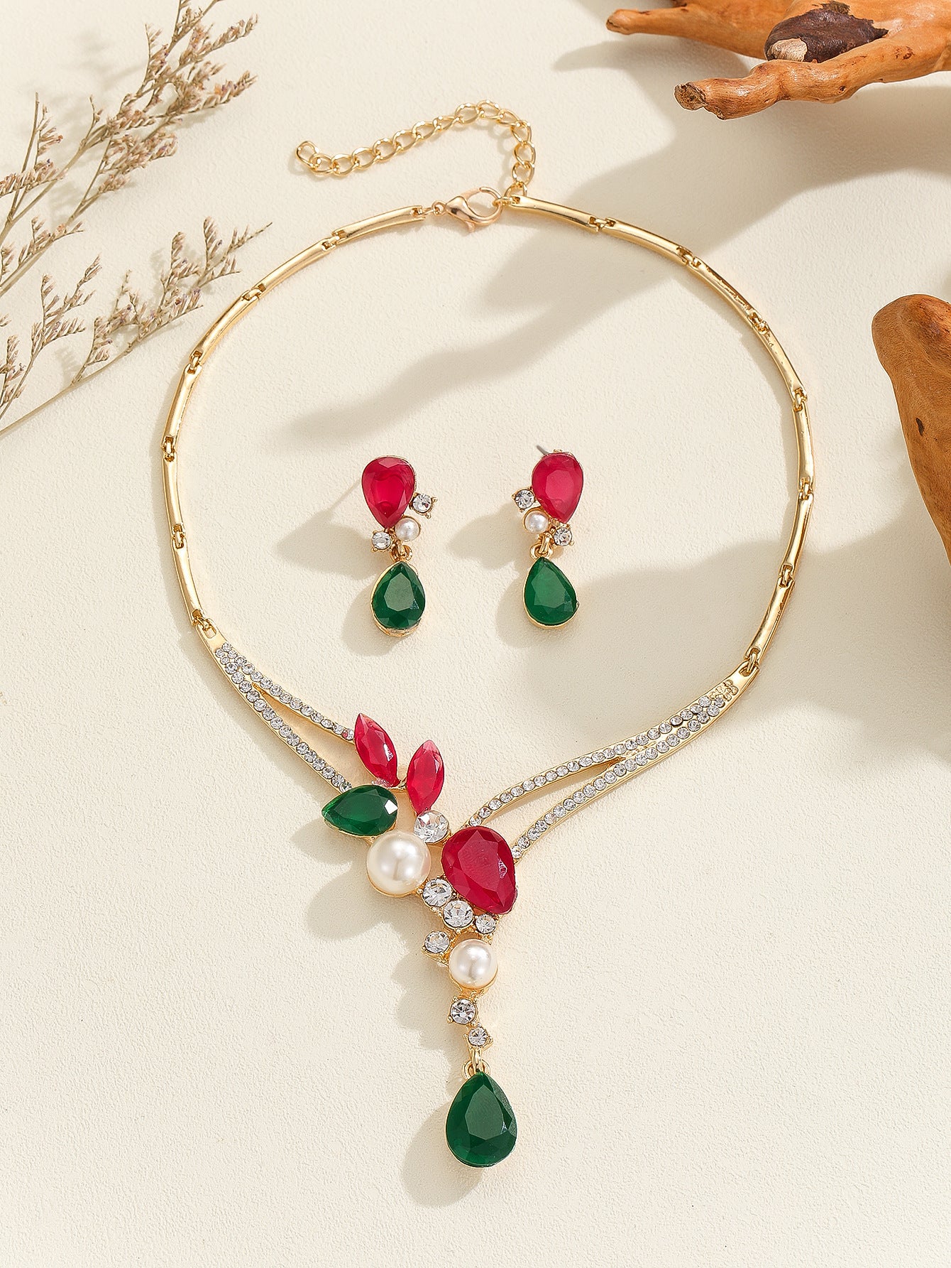 Colorful Indian Style Earrings Necklace For Women Wedding Decoration