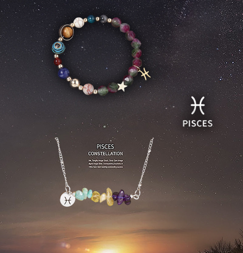 Natural Stone Necklace Set For The 12 Zodiac Signs