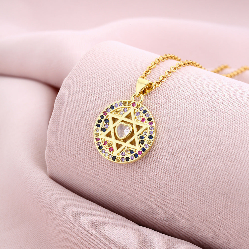 Six-pointed Emerald Zircon Pendant Necklace