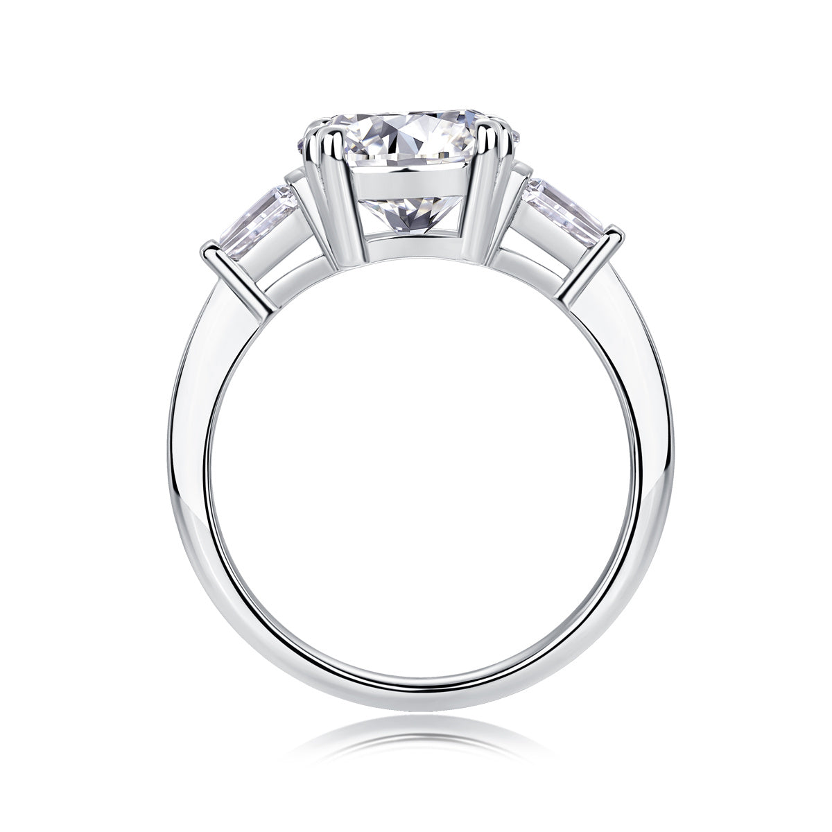 The Glorious Path - A Wedding Ring Set With Top-quality Octagonal Moissanite S925 In Silver And Platinum-plated. The Ring Can Be Inspected With A Diamond Pen