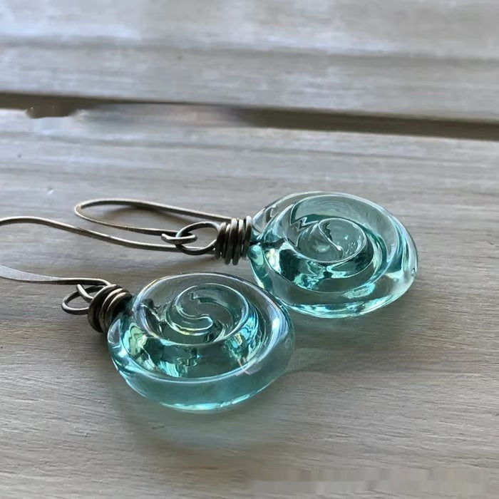Recycling Glass Spiral Earrings