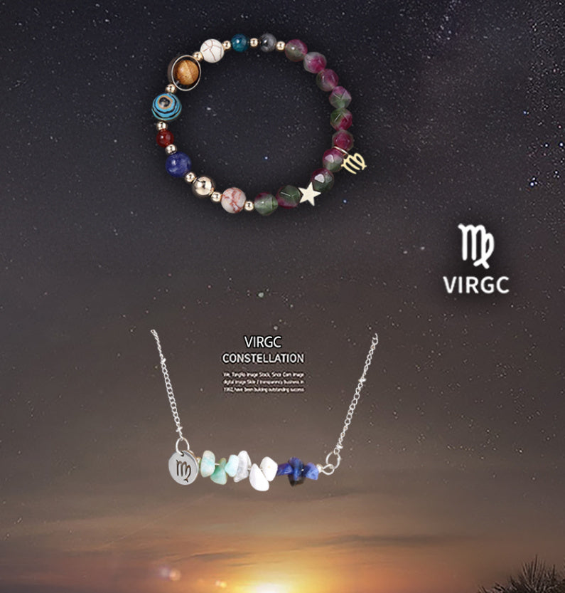 Natural Stone Necklace Set For The 12 Zodiac Signs