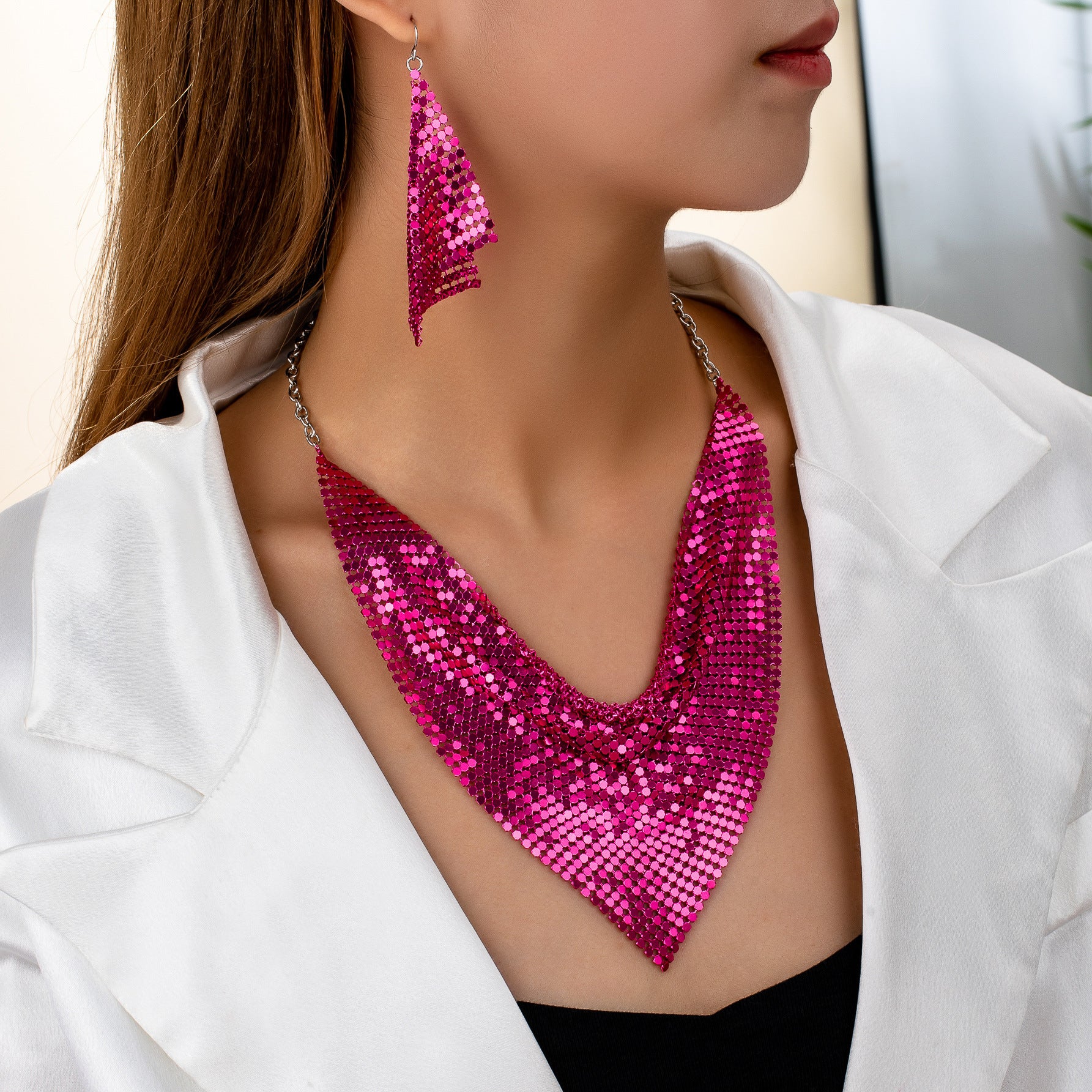 Fashion, Personalized And Exaggerated Metal Eardrops Pendant Heavy Industry Suit