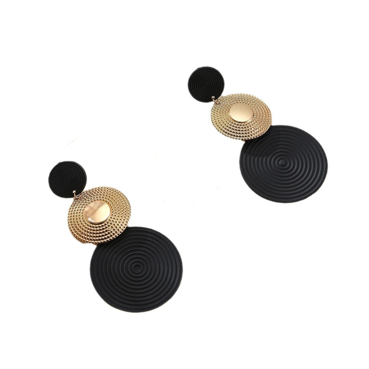 Simple Retro Metal Circle Color Matching Mosquito Coil Geometric Earrings For Women
