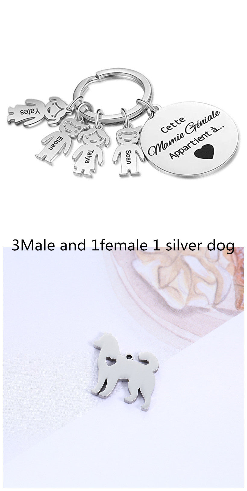 Custom Key Ring Key Accessories Pet Dog Stainless Steel Puppy Hollow Peach Heart Pendant