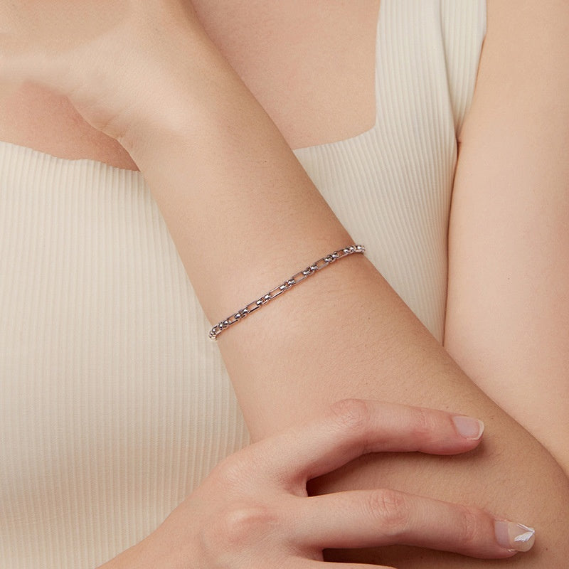 S925 Sterling Silver Minimalist Round Box Chain Bracelet
