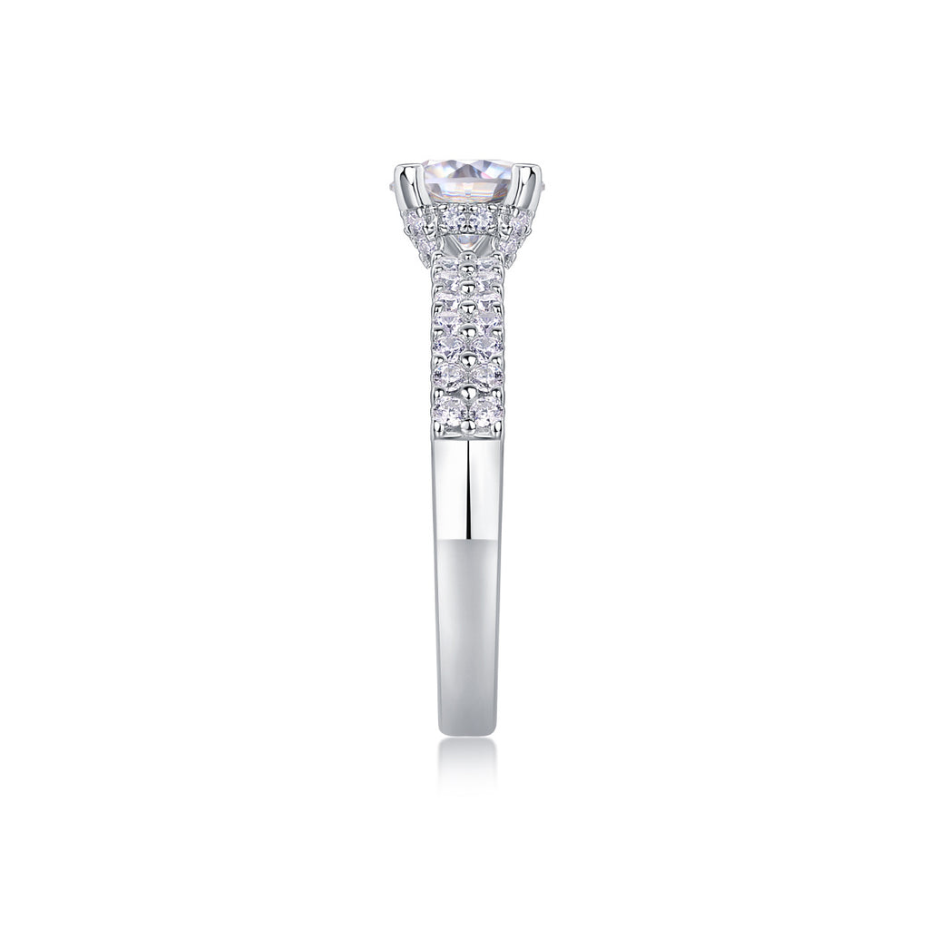 Diamond Shines At Heart - Set With 1-carat Top-quality Moissanite S925 Silver And Platinum-plated Diamond Wedding Ring. The Ring Can Be Tested With A Diamond Pen
