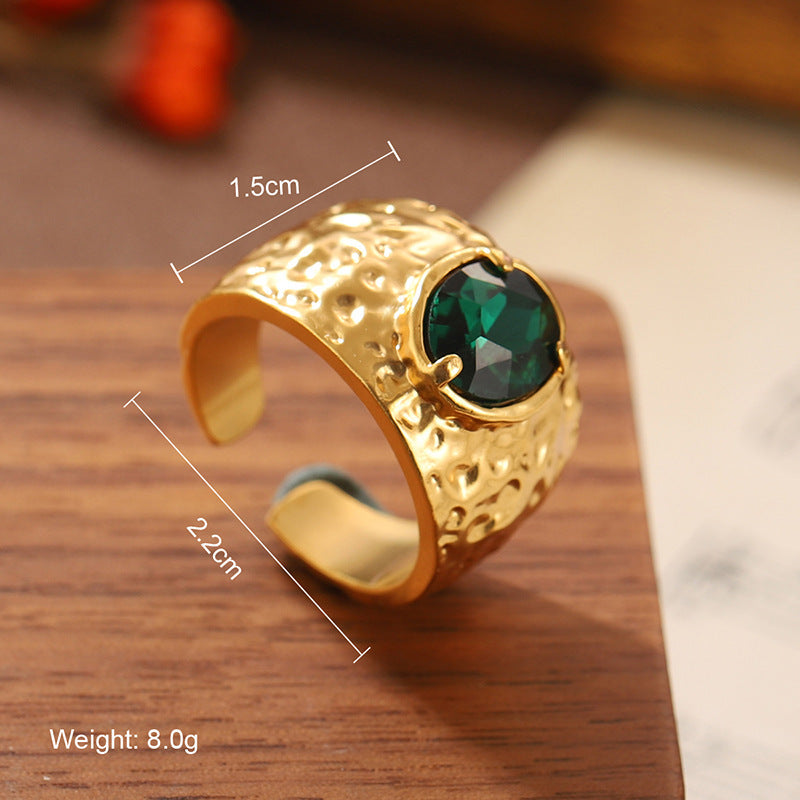 Natural Stone Geometric Ring High-grade Versatile Retro Non-fading