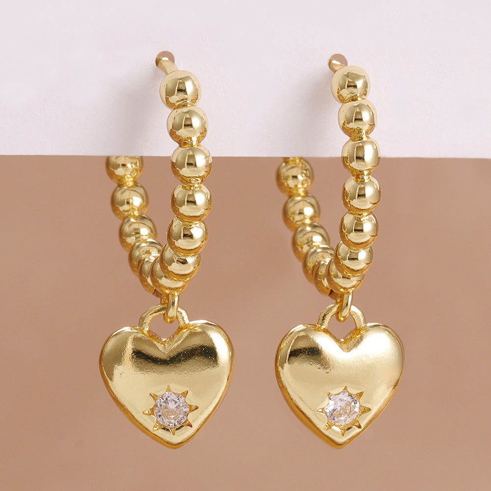 Vintage Gold Heart Earrings High-end Sense Of Light Luxury Women
