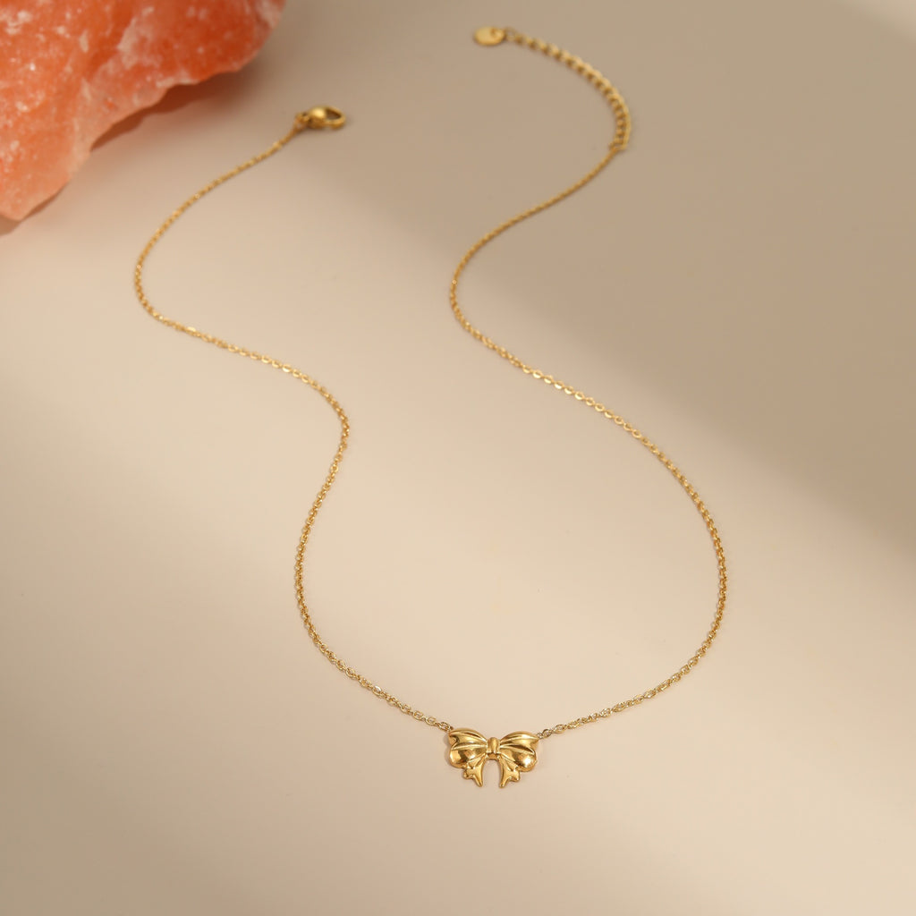 Bow Stainless Steel Necklace Gold-plated Design Light Luxury