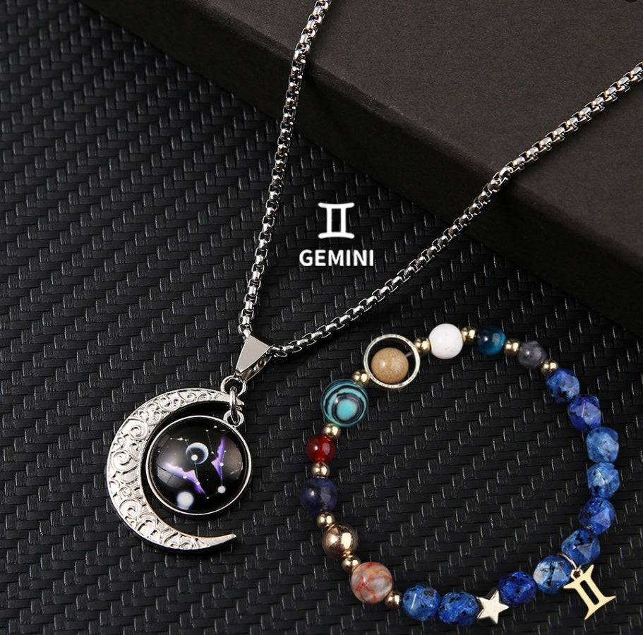 Natural Stone Necklace Set For The 12 Zodiac Signs