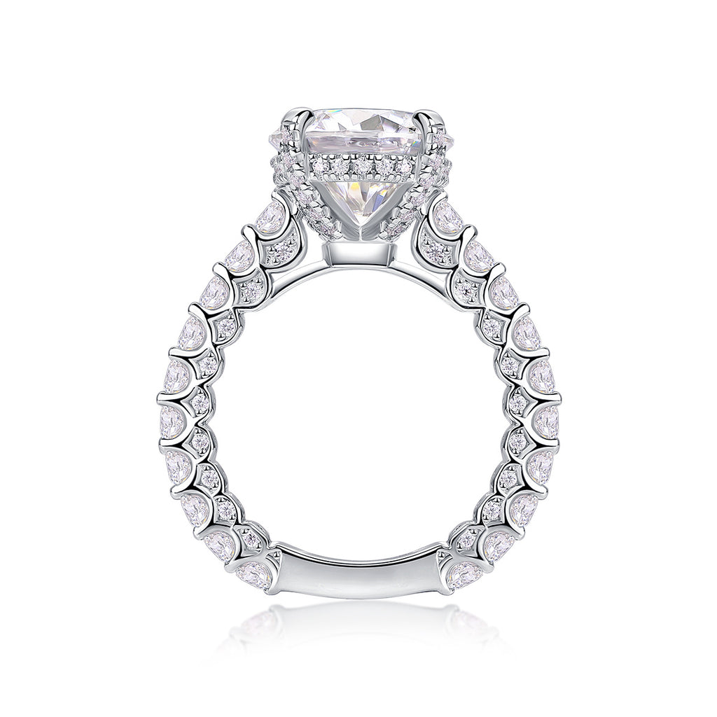 Affectionate And Tender - A 5-carat S925 Silver Diamond Wedding Ring Set With Top-quality Moissanite And Platinum Plating. The Ring Can Be Inspected With A Diamond Pen