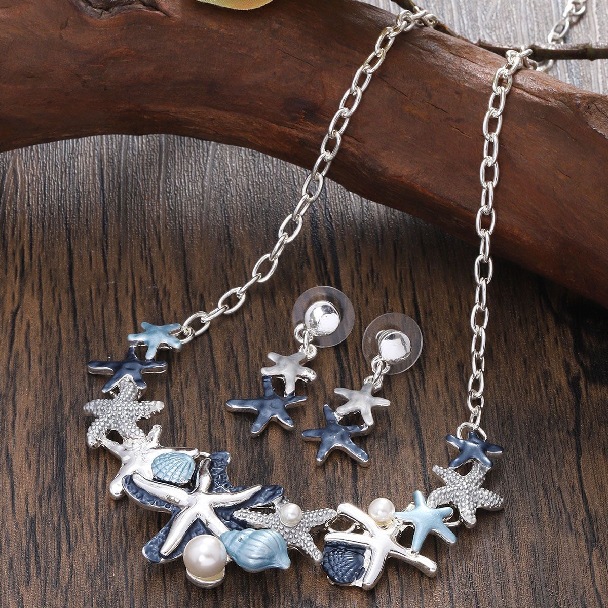Starfish Shell Jewelry Necklace And Earrings Suite