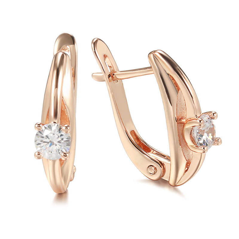 Simple Graceful Rose Gold Earrings Fashion Temperament