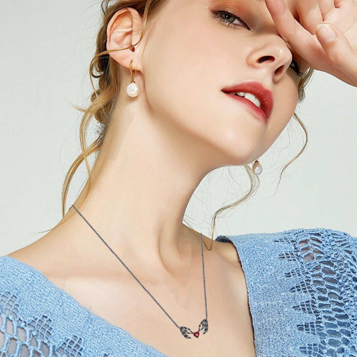 Dark Red Love Ghost Claw Pendant Necklace