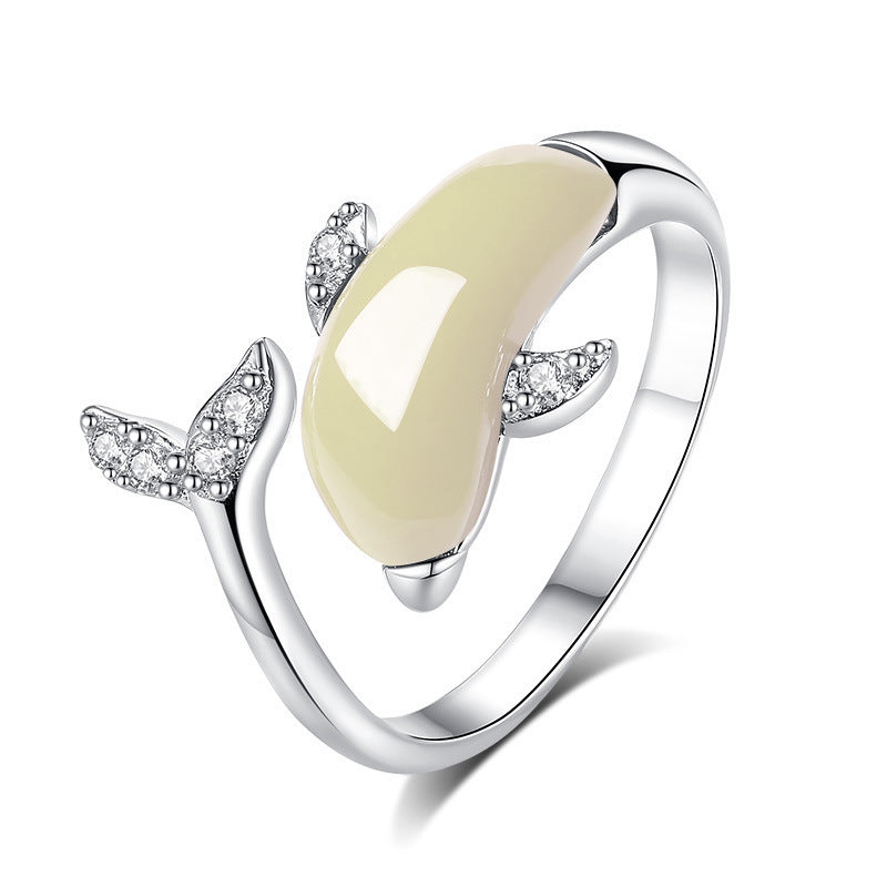 S925 Sterling Silver Gold-plated Southern Red Agate Necklace Dolphin Love Women's Small Cute Suit