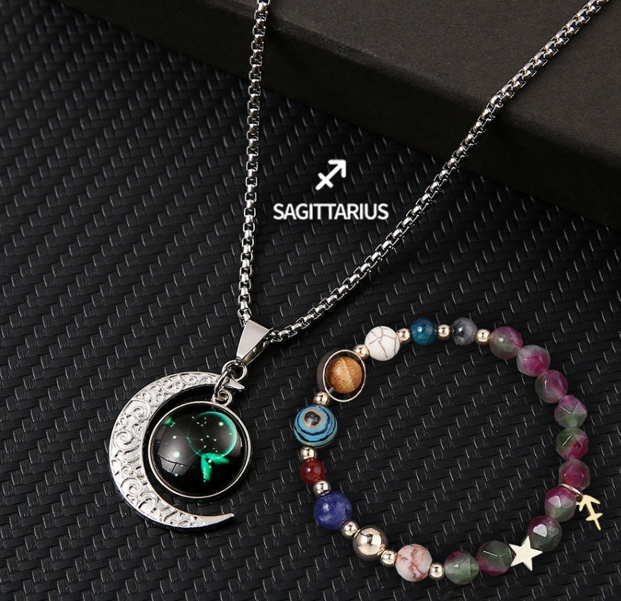 Natural Stone Necklace Set For The 12 Zodiac Signs