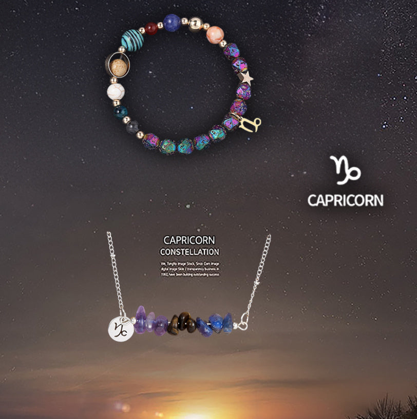 Natural Stone Necklace Set For The 12 Zodiac Signs