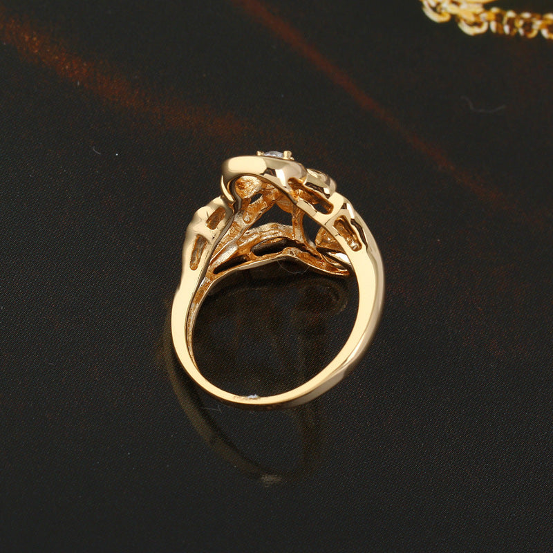 Exaggerated Irregular Leaf Zircon Ring