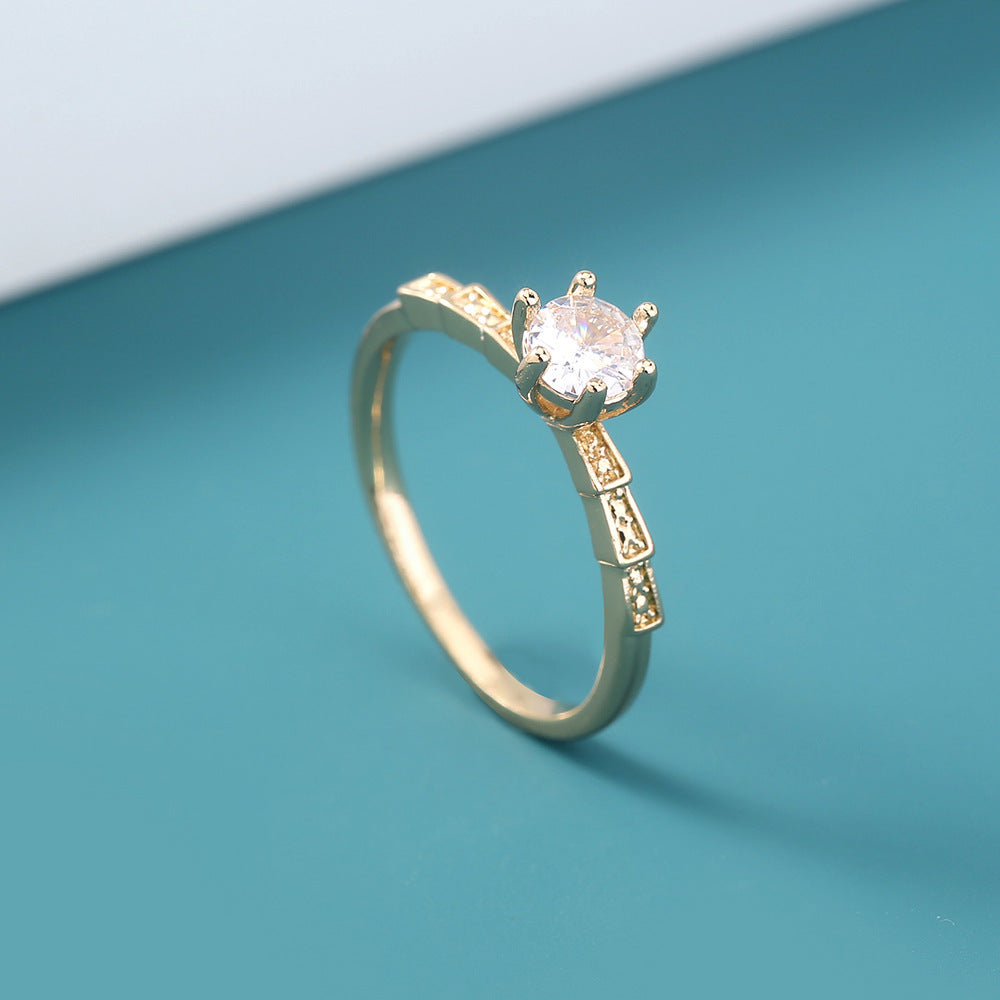 Niche Metal Zircon Ring Gem Ring Adjustable