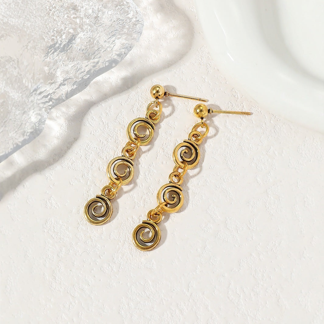 Retro Spiral Simple Distressed Creative Metal Mosquito Coil Alloy Earring