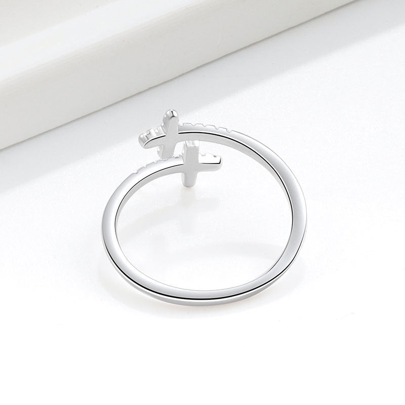 Cross Ring Open Zircon Ring For Women