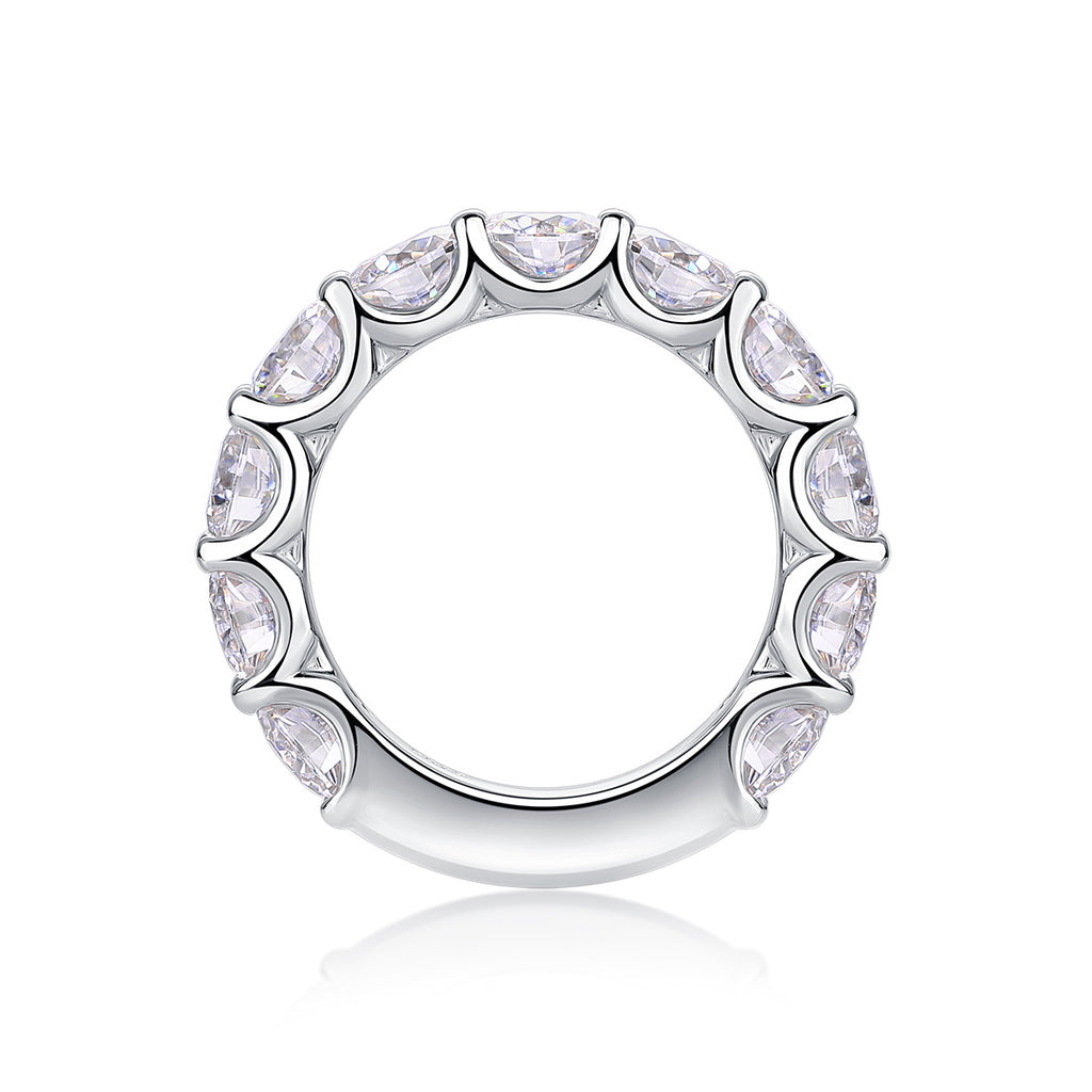 Dazzling Moment - A Wedding Ring Set With Top-quality Round 5.0 Moissanite S925 Silver And Platinum-plated Diamond. The Ring Can Be Inspected With A Diamond Pen