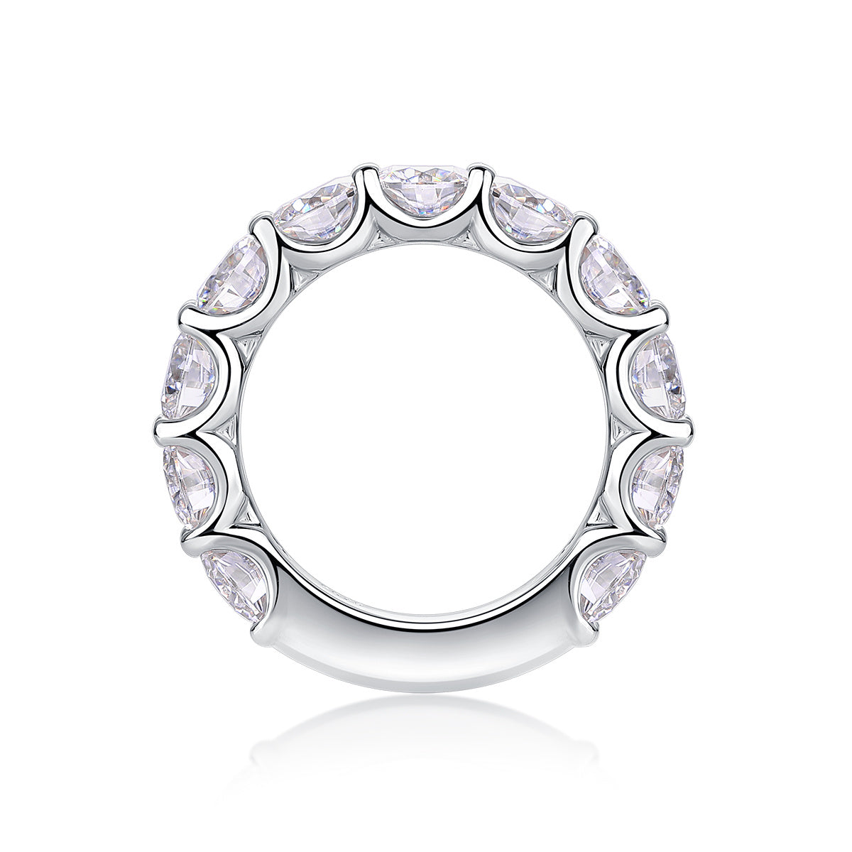 Dazzling Moment - A Wedding Ring Set With Top-quality Round 5.0 Moissanite S925 Silver And Platinum-plated Diamond. The Ring Can Be Inspected With A Diamond Pen