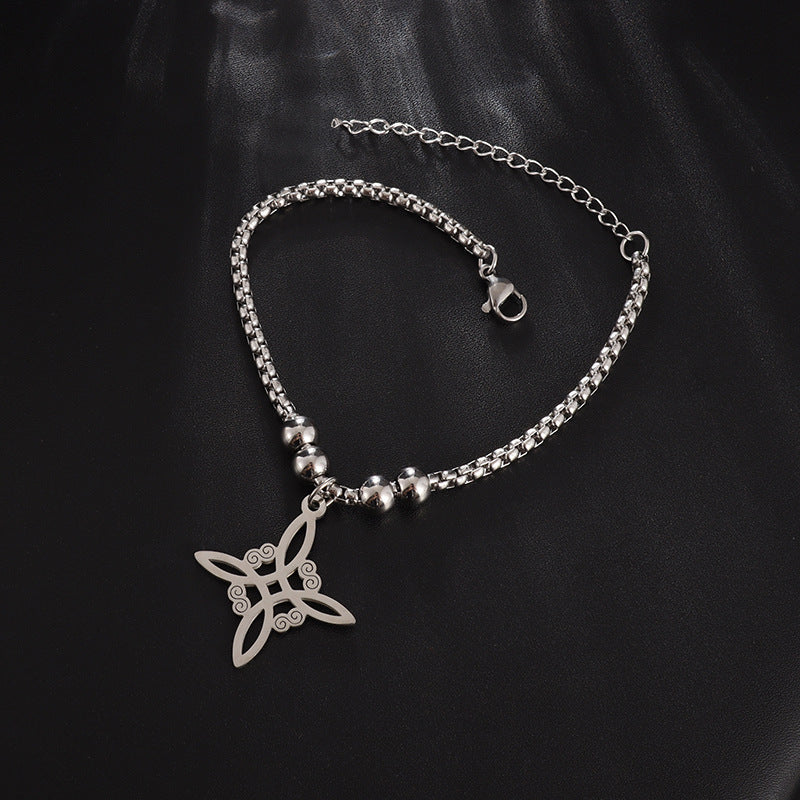 Sweet Classic Witch Knot Bracelet Ring Women's Stainless Steel